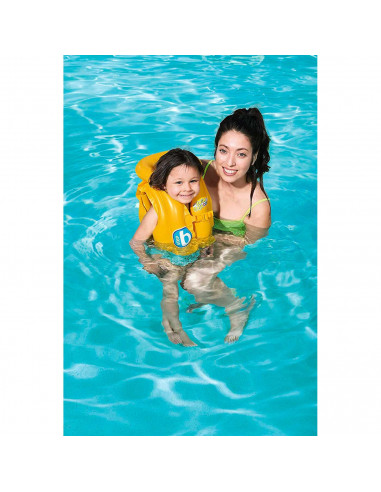 Tradineur - Chaleco hinchable infantil, incluye hebillas ajustables, cuello inflable y 3 cámaras de aire, niños, playa, piscina