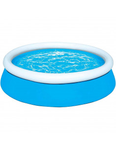 Tradineur - Piscina con aro hinchable, resistente a rayos UV, parche de reparación, fácil montaje (Azul y blanco, 940 litros, 18