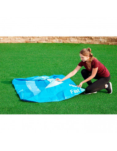 Tradineur - Piscina con aro hinchable, resistente a rayos UV, parche de reparación, fácil montaje (Azul y blanco, 940 litros, 18