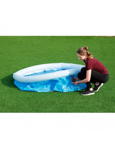 Tradineur - Piscina con aro hinchable, resistente a rayos UV, parche de reparación, fácil montaje (Azul y blanco, 940 litros, 18