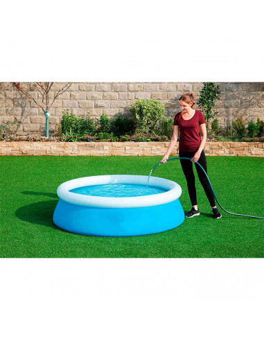 Tradineur - Piscina con aro hinchable, resistente a rayos UV, parche de reparación, fácil montaje (Azul y blanco, 940 litros, 18