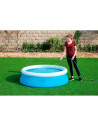 Tradineur - Piscina con aro hinchable, resistente a rayos UV, parche de reparación, fácil montaje (Azul y blanco, 940 litros, 18