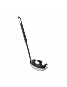 Tradineur - Cazo para servir salsas de acero inoxidable 20 cm, cucharón, cacillo de cocina con agujero para colgar, apto para la
