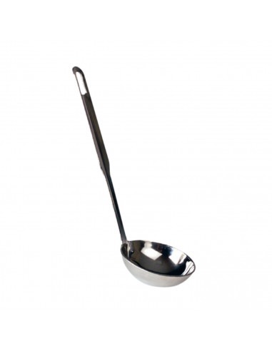 Tradineur - Cazo para servir salsas de acero inoxidable 20 cm, cucharón, cacillo de cocina con agujero para colgar, apto para la