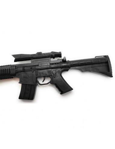 Tradineur - Metralleta, fusil de asalto de juguete con sonido por fricción, complemento para disfraz de soldado, carnaval, niños