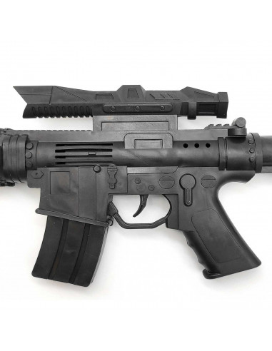 Tradineur - Metralleta, fusil de asalto de juguete con sonido por fricción, complemento para disfraz de soldado, carnaval, niños