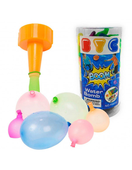 Tradineur - Set de 50 globos de agua, incluye boquilla y bolsa de red, bombas de agua, juego infantil para exterior, niños, vera