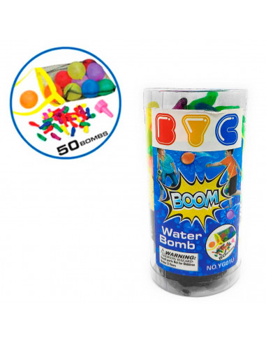 Tradineur - Set de 50 globos de agua, incluye boquilla y bolsa de red, bombas de agua, juego infantil para exterior, niños, vera