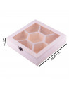Tradineur - Caja de madera con 7 compartimentos y tapa con cristal, hexágono central, expositor de joyas, organizador, joyero, c