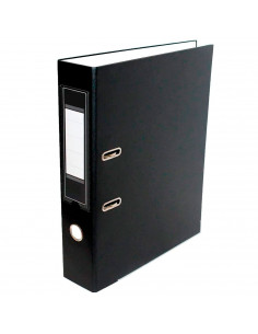 Tradineur - Archivador A-Z de palanca con 2 anillas, tamaño A4, cartón duro, lomo de 7,5 cm de ancho, oficina (Negro, 34,5 x 28,
