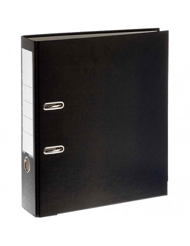 Tradineur - Archivador A-Z de palanca con 2 anillas, tamaño A4, cartón duro, lomo de 7,5 cm de ancho, oficina (Negro, 34,5 x 28,