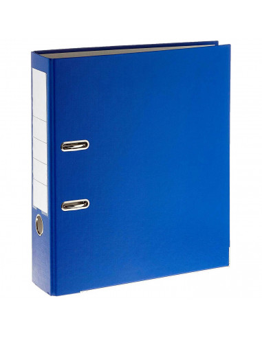 Tradineur - Archivador A-Z con palanca y 2 anillas, tamaño A4, cartón duro, lomo de 7,5 cm de ancho, oficina (Azul, 34,5 x 28,5