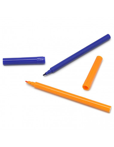 Tradineur - Set de 24 rotuladores de colores para niños, punta fina, colorear, dibujar, material escolar, manualidades, 14,5 cm