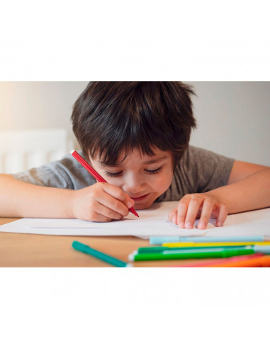 Tradineur - Set de 24 rotuladores de colores para niños, punta fina, colorear, dibujar, material escolar, manualidades, 14,5 cm