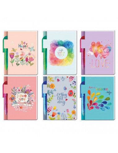 Tradineur - Mini libreta con bolígrafo, 100 hojas, 70 gramos, bloc de notas, cuaderno, regalo original, 11,4 x 7,6 x 1 cm, diseñ