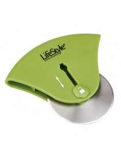 Cortador de pizza con hoja retráctil de acero inoxidable 12 x 8 x 2 cm, mango de plástico ergonómico, utensilio de cocina para c