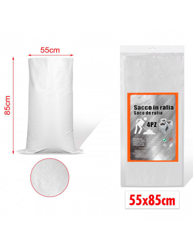 Tradineur - Pack de 4 sacos de rafia, escombro, bolsas reforzadas para jardín, obra, contrucción, reutilizables, resistentes (Bl