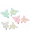 Tradineur - Pack de 2 ganchos adhesivos para pared, forma de mariposa, perchas de plástico, peso máximo 1,5 kg, aseo, cocina, 6,