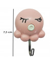 Tradineur - Pack de 2 ganchos adhesivos con forma de pulpo, perchas de plástico para pared, peso máximo 2,5 kg, aseo, cocina, 7,