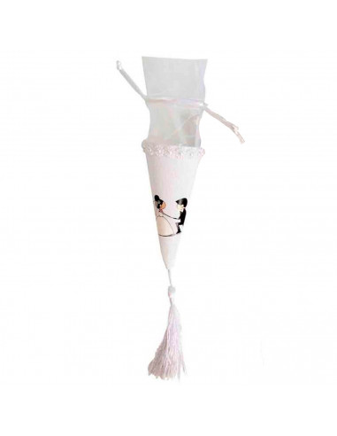 Tradineur - Pack de 12 cucuruchos para boda, conos para rellenar con arroz, pétalos o confeti, ceremonias, fiestas (Blanco, 5 x