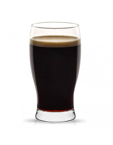 Tradineur - Set de 6 vasos de cerveza "Belek", cristal con base gruesa, resistentes, aptos para lavavajillas, bebidas, refrescos