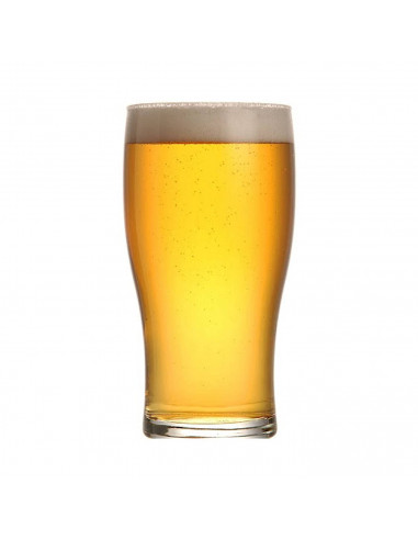Tradineur - Set de 6 vasos de cerveza "Belek", cristal con base gruesa, resistentes, aptos para lavavajillas, bebidas, refrescos