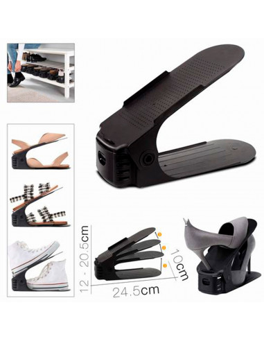 Tradineur - Organizador de calzado ajustable, polipropileno, ahorrar espacio, soporte para zapatos, doble capa, almacenamiento (