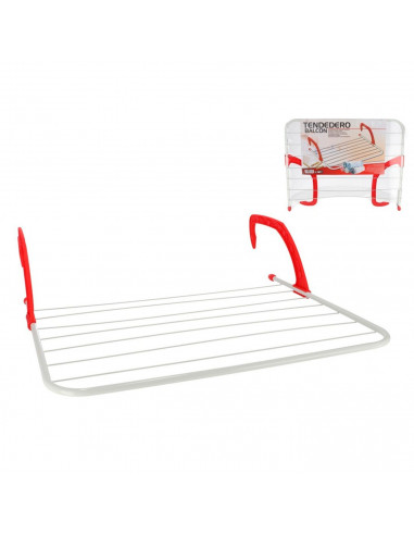 Tradineur - Tendedero plegable para balcón o radiador, 7 metros de tendido, metal y plástico, soporte para tender ropa, 63 x 49,