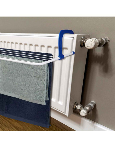 Tradineur - Tendedero plegable para balcón o radiador, 7 metros de tendido, metal y plástico, soporte para tender ropa, 63 x 49,