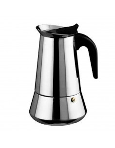 Tradineur - Cafetera de acero inoxidable, 12 tazas, conveniente para cocina de inducción, cafetera clásica, plateada, uso domést