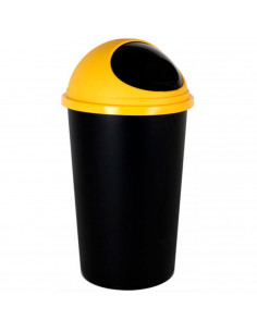 Tradineur - Cubo de basura de plástico con apertura deslizante, contenedor de residuos, papelera con tapa, reciclaje, hogar, 25