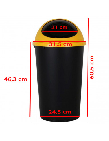 Tradineur - Cubo de basura de plástico con apertura deslizante, contenedor de residuos, papelera con tapa, reciclaje, hogar, 25