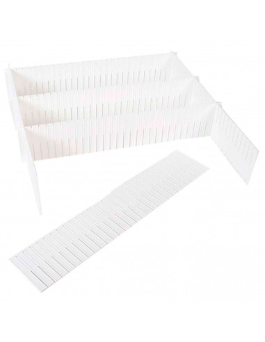 Tradineur - Pack de 6 separadores para cajones - Fabricados en plástico - Organización, Placa ajustable, Esencial. - 45 x 9 cm -