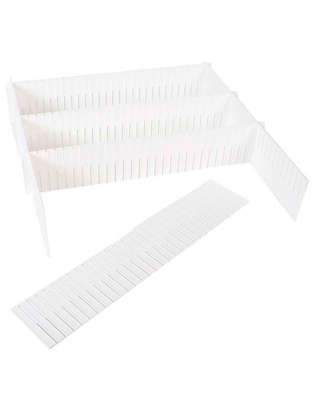 Tradineur - Pack de 6 separadores para cajones - Fabricados en plástico - Organización, Placa ajustable, Esencial. - 45 x 9 cm -