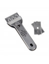 Rascador de metal para vitrocerámicas de 13 x 4,5 cm con 3 cuchillas dobles. Rasqueta para limpieza de cocinas. Cuchillas para r