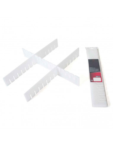 Tradineur - Pack de 3 separadores para cajones - Fabricados en plástico - Organización, Placa ajustable, Esencial. - 42 x 7 cm -