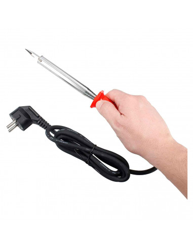 Tradineur - Soldador electrónico - Fabricado en Metal y Plástico - Mango ergonómico y antideslizante - Ideal para soldaduras en