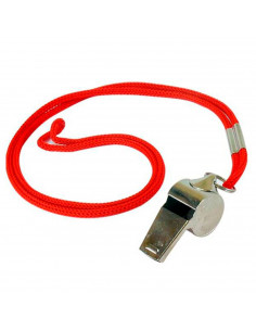 Tradineur - Silbato deportivo de metal con cordón, ideal para árbitros, entrenadores de fútbol, baloncesto, socorristas, 4 x 2 c
