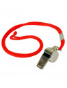 Tradineur - Silbato deportivo de metal con cordón, ideal para árbitros, entrenadores de fútbol, baloncesto, socorristas, 4 x 2 c