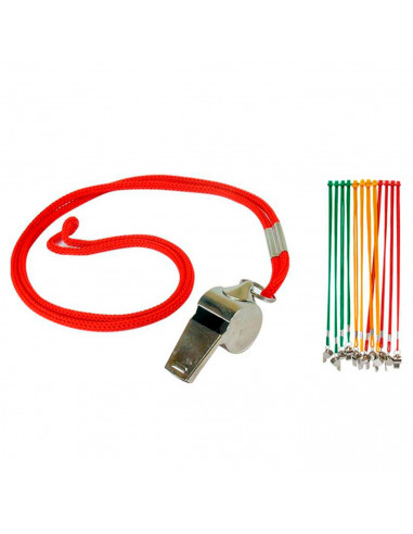 Tradineur - Silbato deportivo de metal con cordón, ideal para árbitros, entrenadores de fútbol, baloncesto, socorristas, 4 x 2 c