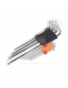 Juego de llaves de torque 9 piezas,  t10-t50, acero inoxidable, dimensiones 23 x 7 x 2 cm.