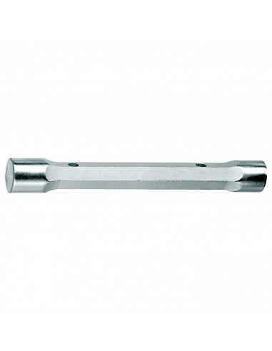 Tradineur - Llave de Tubo recto - Fabricación en acero - 16 x 17 mm - 6 lados - sujeción extraíble - Llave tubular de Doble Extr