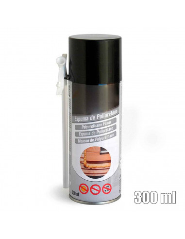 Tradineur - Spray de Espuma Poliuretano - Bote de 300 ML - Bote para relleno, sellado, fijación - Aislamiento térmico, acústico