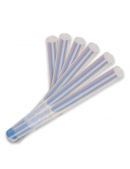 Tradineur - Blíster de 6 Barras termo fundible - Fabricadas en silicona - Adaptable a pistolas termo fundible - Ø 1,1 cm. Tradineur - Blíster de 6 Barras termo fundible - Fabricadas en silicona - Adaptable a pistolas termo fundible - Ø 1,1 cm.