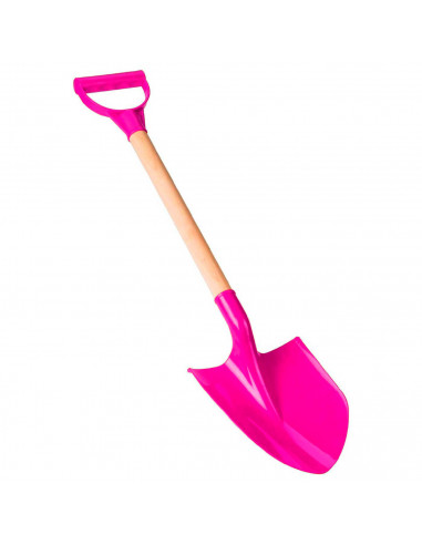 Tradineur - Pala de playa de plástico con mango de madera, juguete infantil para jugar en la arena, parque, jardín, regalo para