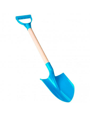 Tradineur - Pala de playa de plástico con mango de madera, juguete infantil para jugar en la arena, parque, jardín, regalo para