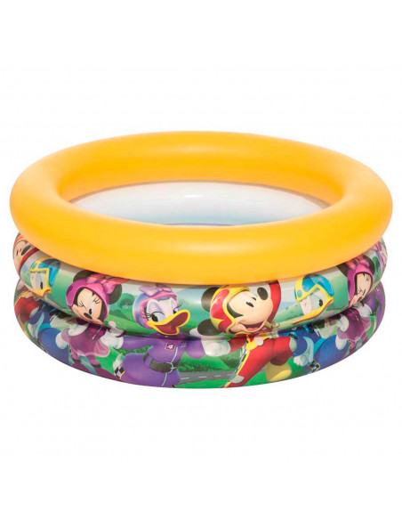 Tradineur - Piscina hinchable para niños, Mickey, Minnie, Pato Donald, piscina redonda inflable, parche de reparación (3 anillos