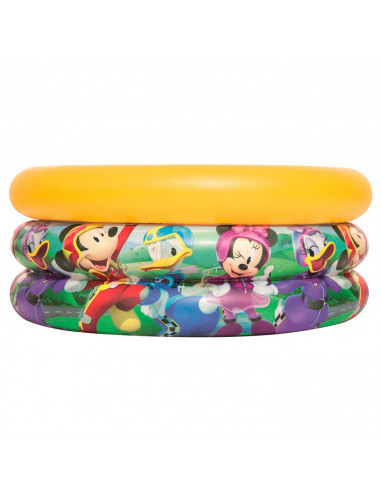 Tradineur - Piscina hinchable para niños, Mickey, Minnie, Pato Donald, piscina redonda inflable, parche de reparación (3 anillos