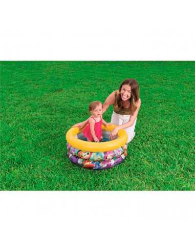 Tradineur - Piscina hinchable para niños, Mickey, Minnie, Pato Donald, piscina redonda inflable, parche de reparación (3 anillos