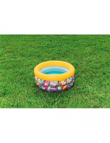 Tradineur - Piscina hinchable para niños, Mickey, Minnie, Pato Donald, piscina redonda inflable, parche de reparación (3 anillos